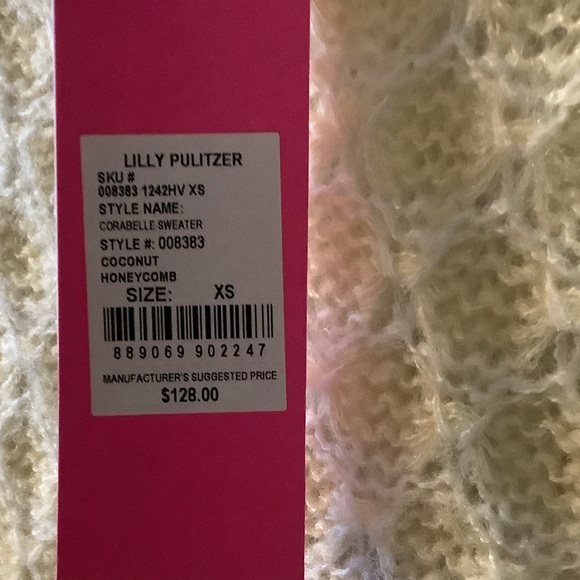 Lilly Pulitzer Corabelle Knit Sweater, coconut Honeycomb, XS, New - Picture 2 of 9